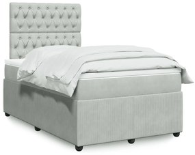 Giroletto A Molle Con Materasso Grigio Chiaro 120x200cm Velluto /
