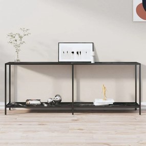 Tavolo Consolle Nero 200x35x75,5 Cm İn Vetro Temperato /