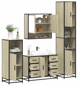 Set Mobili Da Bagno 4 Pz Rovere Sonoma İn Legno Multistrato /