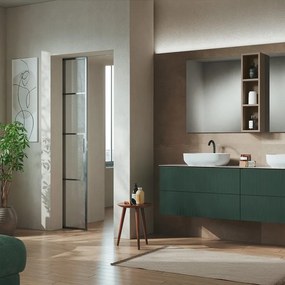Mobile da bagno sospeso sotto lavabo Opera 2 cassetti L 89.5 x H 50 x P 45.5 cm verde foresta laccato opaco cannettato