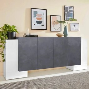 Credenza Moderna Pillon con 2+4 Ante Battenti in Bianco - Report