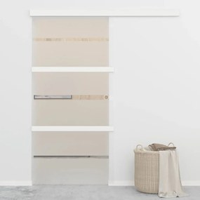 Porta Scorrevole İn Vetro Esg E Alluminio 102,5x212 Cm Argento /