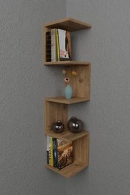 Mensola Ad Angolo Zig-Zag 5 Ripiani 25x25x109 Musa Rovere