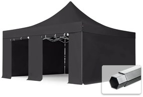 TOOLPORT 5x5m gazebo pieghevole PVC con laterali, PROFESSIONAL alluminio, nero - (59059)