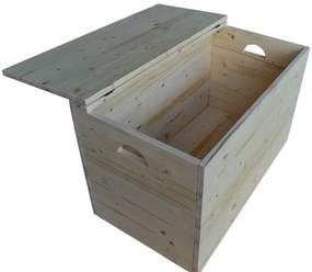 Cassapanca pouf contenitore in legno massello NATURALE cm 78