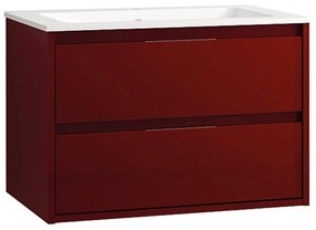 Base per mobile bagno Loto 2 cassetti 2 ante P 45.5 x L 74 x H 50 cm laccato rosso