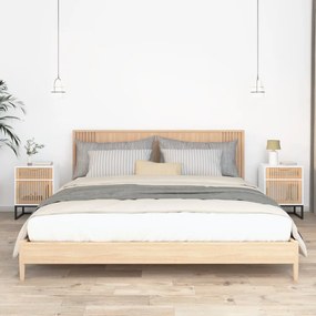 Comodini 2 Pz Bianchi 40x30x55,5 Cm Legno Multistrato E Ferro /