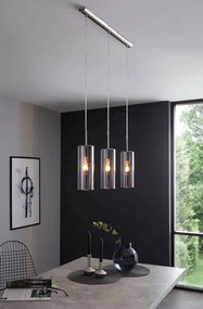 Lampadario Moderno Selvino nichel paralume nero e trasparente 3x E27 EGLO