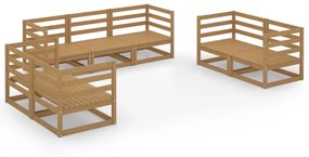 Set divani da giardino 7 pz miele in legno massello di pino