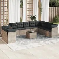 Set Divani da Giardino 11 pz con Cuscini in Polyrattan Grigio 3249711