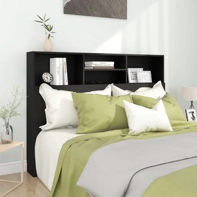 Testiera Con Scomparti Nera 140x19x103,5 Cm /