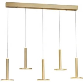 Lampadario led lineare a 5 pendenti tua md17033012-5bsg oro