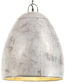 Lampada A Sospensione Industriale 25 W Argento Rotonda 42cm E27 /