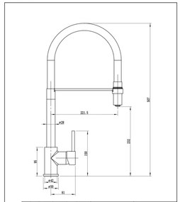 Pyramis 90939801 - Rubinetto lavello SERINA con beccuccio flessibile cromo/nero