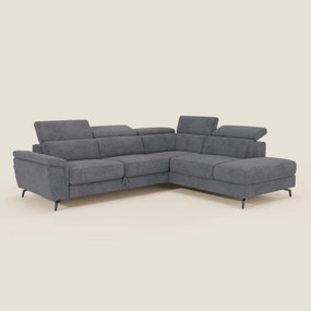 Estro Divano angolare estraibile - poggiatesta reclinabili in tessuto impermeabile T14 grigio