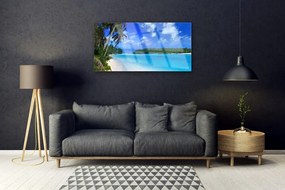 Quadro in vetro Spiaggia Palme Mare 100x50 cm