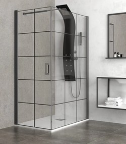 Box doccia 100x70 colore nero porta da 70cm modello NICO-3500 - KAMALU