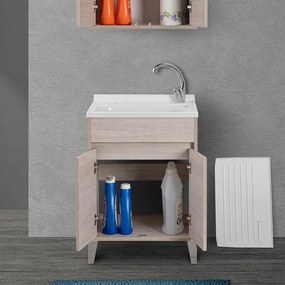 Mobile lavatoio 60x50 rovere chiaro con vasca asse e kit scarico Way