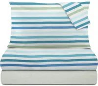 COMPLETO LETTO MATRIMONIALE POLI RIGHE AZZURRO