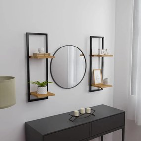 Mensole Parete 2 Pz 25x25x75 Cm Legno Massello Acacia E Acciaio /