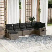 Set Divani da Giardino 7 pz con Cuscini Grigio in Polyrattan 3252817