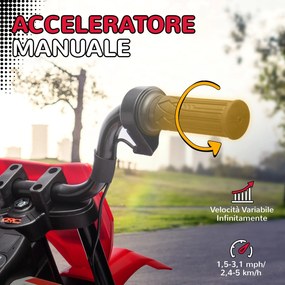 Moto Elettrica per Bambini con Rotelle e Indicatore di Carica Rosso...
