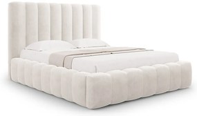 Letto matrimoniale imbottito color crema con spazio contenitivo e rete 180x200 cm Kelp - Micadoni Home