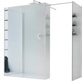 Box doccia walk-in Wens, vetro 6 mm, H 200 cm, profilo bianco