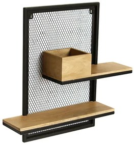 Mensola a muro doppia in metallo e mango massiccio H60 cm RACK