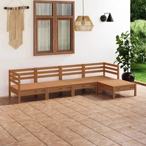 Set Salotto da Giardino 5 pz in Legno Massello di Pino Miele