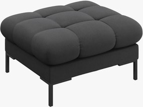 Pouf Mamaia in tessuto strutturato Neve gambe nere – 60×60 cm