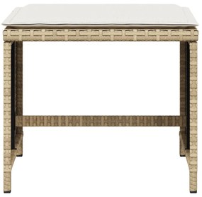 Sgabelli giardino con cuscini 4pz beige 40x40x35 cm polyrattan