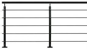 Balaustra in kit BURGER Opalu Full black in alluminio nero, corrimano in alluminio nero, L 200 cm fissaggio a pavimento