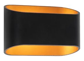 Applique da parete moderna nera con interno dorato ovale - Alone