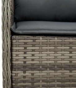 Set da pranzo da giardino 7 pz con cuscini in polyrattan grigio