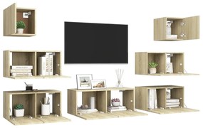 Set di mobili porta tv 7 pz rovere sonoma in legno multistrato