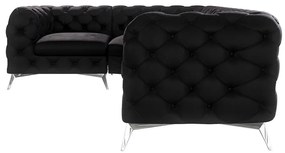 Divano angolare nero (con penisola a sinistra/a L) con rivestimento in velluto Chelsea – Ropez