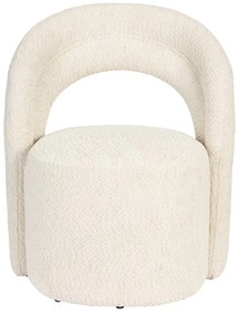 Poltrona color crema girevole con rivestimento in bouclé Seina – Dutchbone