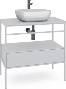 Mobile bagno da terra con lavabo Outline L 100 x H 92 x P 45.5 cm Bianco per vasca centrale con 1 cassetto