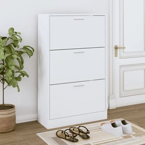 Scarpiera Bianca 63x24x103 Cm İn Legno Multistrato /