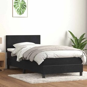 Giroletto A Molle Con Materasso Nero 90x210 Cm İn Velluto /