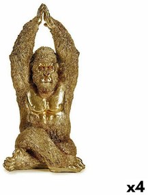 Statua Decorativa Yoga Gorilla Dorato 17 x 36 x 19,5 cm (4 Unità)