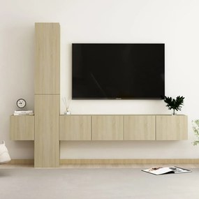 Set Di Mobili Porta Tv 5 Pz Rovere Sonoma İn Legno Multistrato /