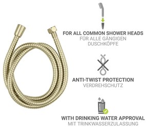Tubo doccia oro opaco in acciaio inox 150 cm Brass – Wenko