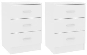 Comodini 2 Pz Bianco 38x35x56 Cm İn Legno Ingegnerizzato /