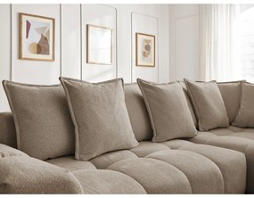 Divano angolare grigio tortora allungabile e con contenitore (penisola a destra/a L) con rivestimento in ciniglia Everest – Bobochic Paris