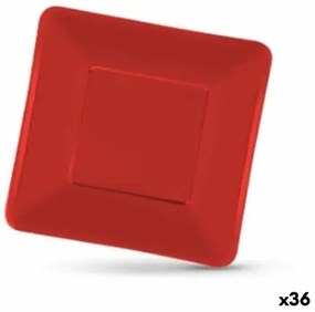 Set di piatti Algon Monouso Cartone Quadrato Rosso 19 x 19 x 1 cm (36 Unità)