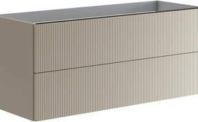 Mobile da bagno sospeso sotto lavabo L 119.5 x H 50 x P 45.5 cm beige opaco, 2 cassetti Opera