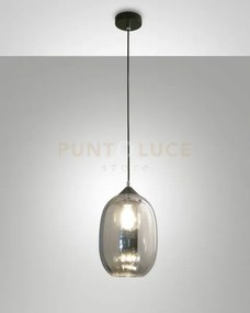 Infinity  sospensione 1 luce d.20cm in vetro  fume' e struttura in ...