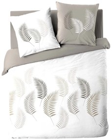 Set copripiumino e federa bianco e grigio tortora in cotone per letto matrimoniale e per letto esteso 240x220 cm Goyave – douceur d'intérieur